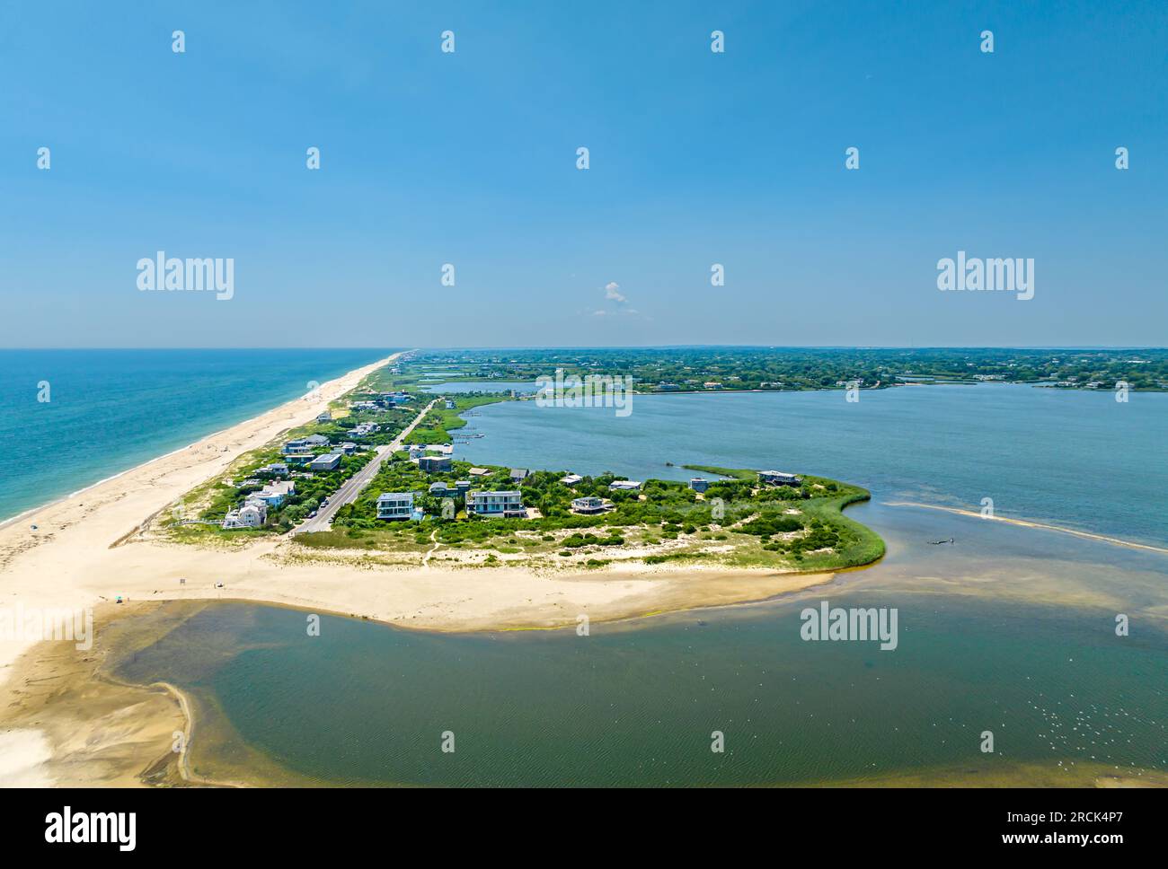 aerial view of flying point beach and points west Stock Photo