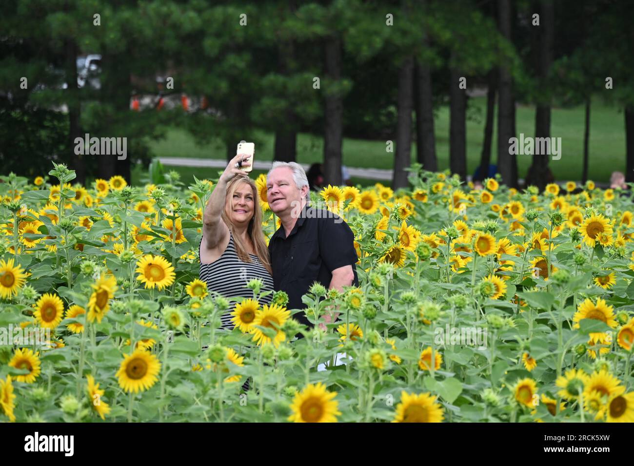 Raleigh, NC, USA, 15th July 2023, A couple takes advantage of cooler morning temperatures and a