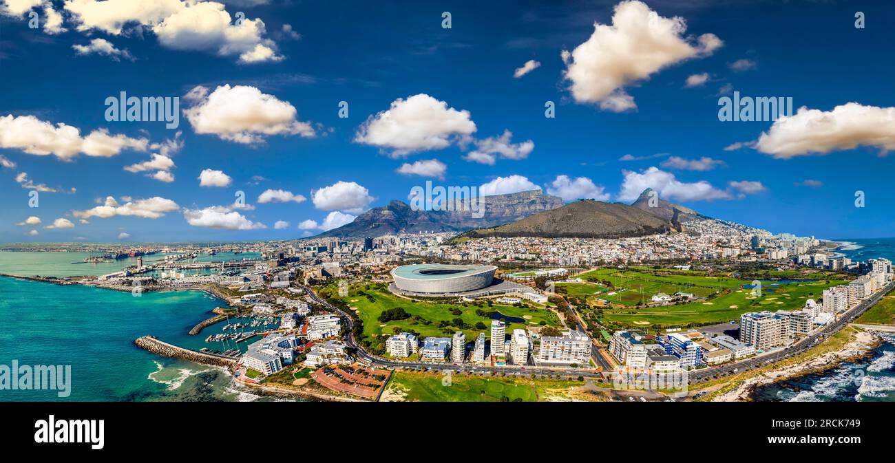 aerial view of Cape Town city in Western Cape province in South Africa , international iconic destination Stock Photo