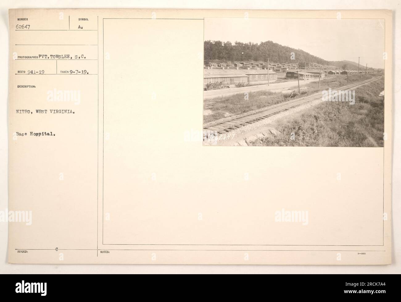 The image depicts Base Hospital Number 62647 in Nitro, West Virginia during World War I. The