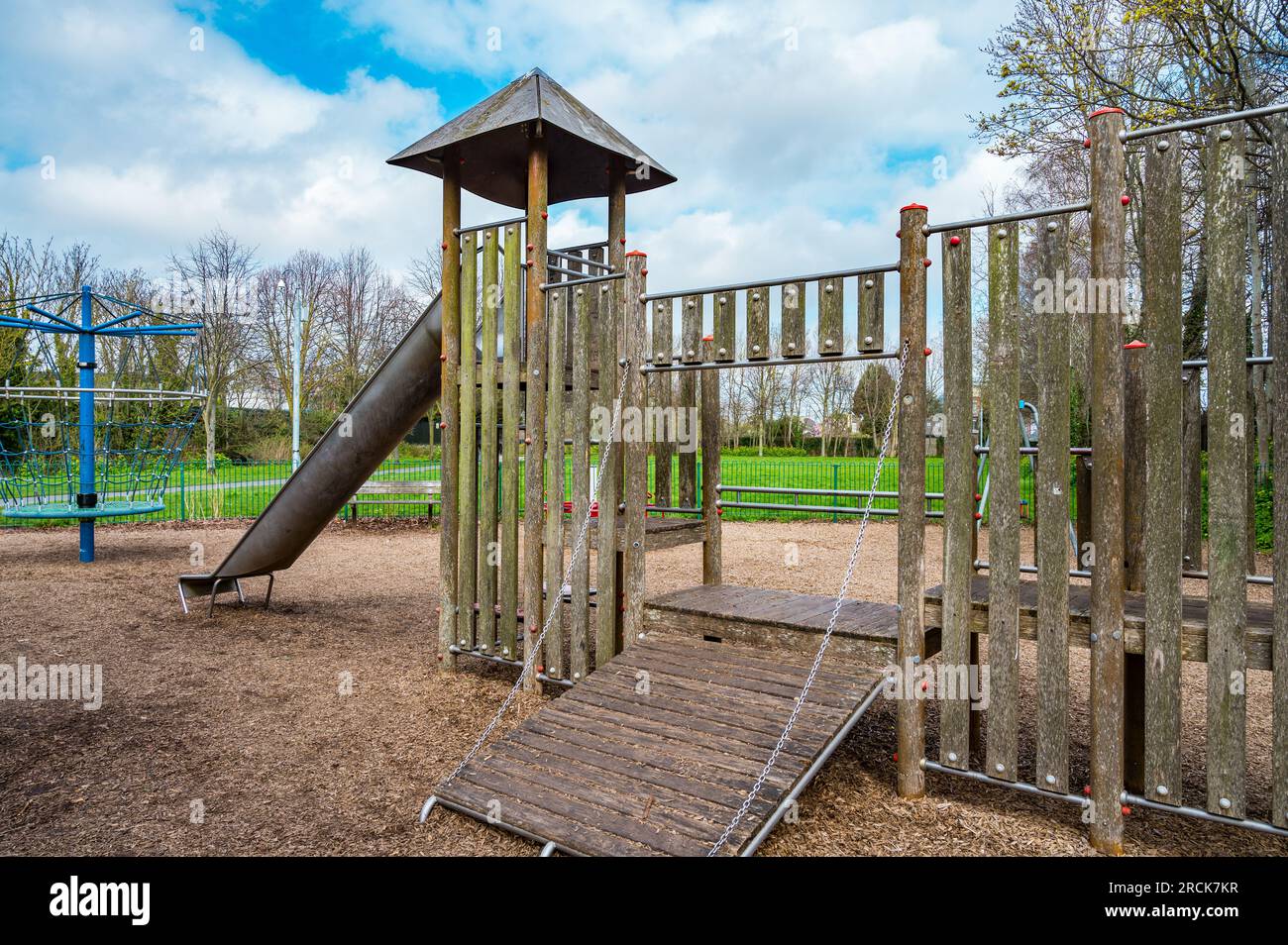 Wooden Play Park for Children, Swords, Dublin, Republic of Ireland Stock Photo