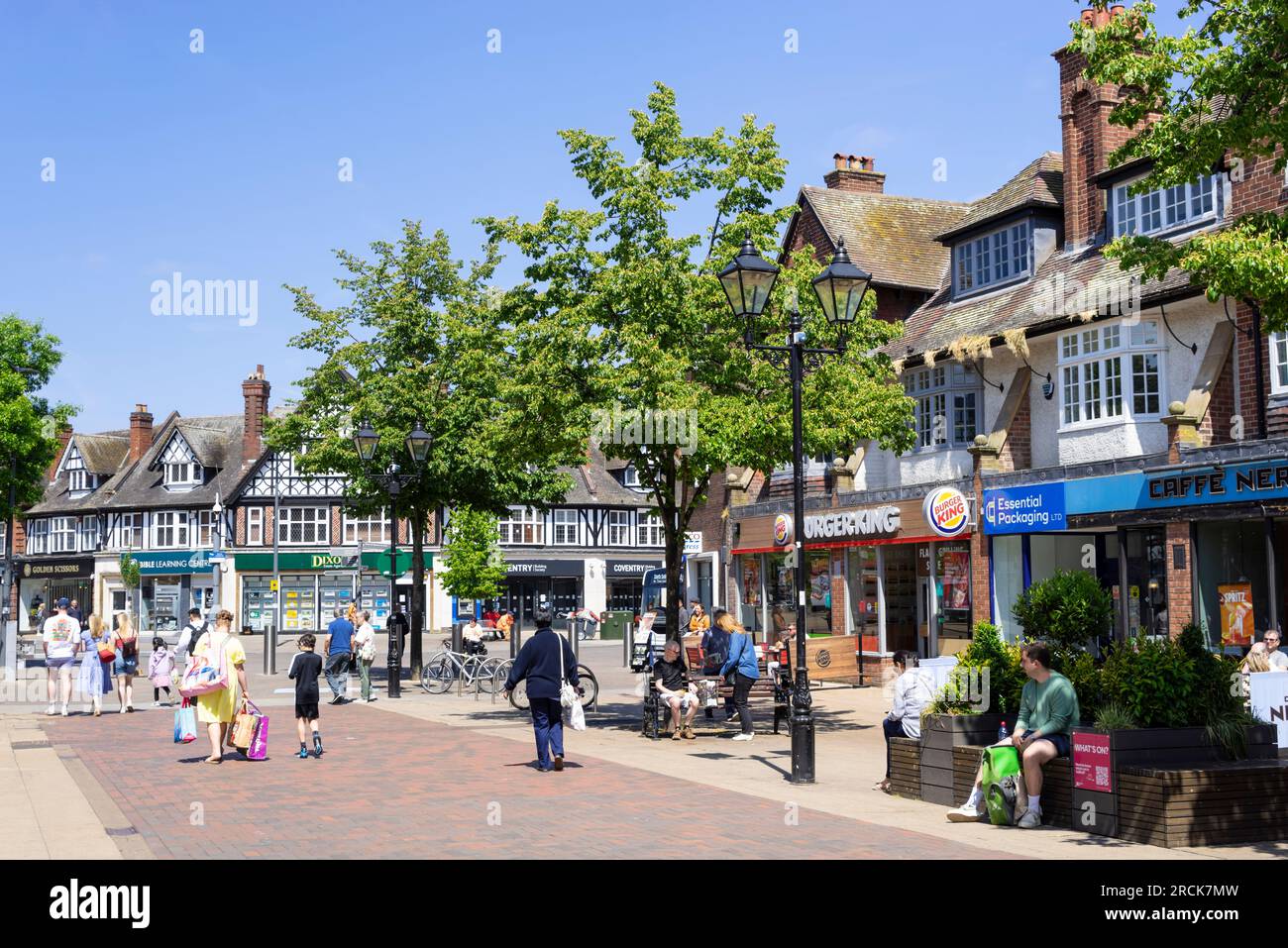 Solihull town centre shoppers shopping and shops on the high street in Solihull High street Solihull West Midlands England UK GB Europe Stock Photo