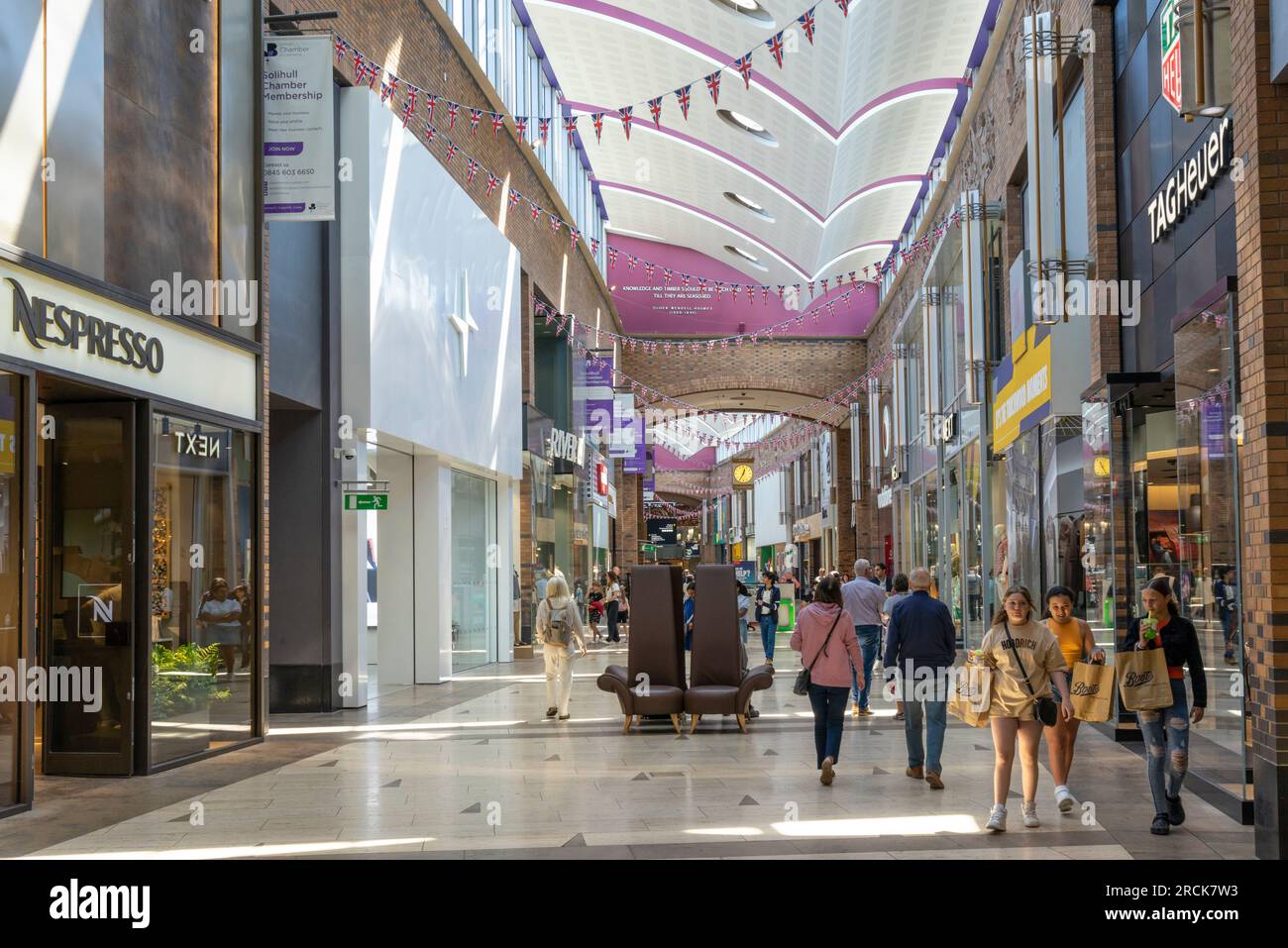 Solihull centre Touchwood shopping centre shopping mall with people shopping Solihull town centre West Midlands England UK GB Europe Stock Photo