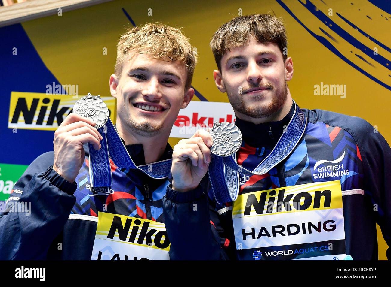 Fukuoka, Japan. 15th July, 2023. Anthony Harding and Jack Laugher of ...