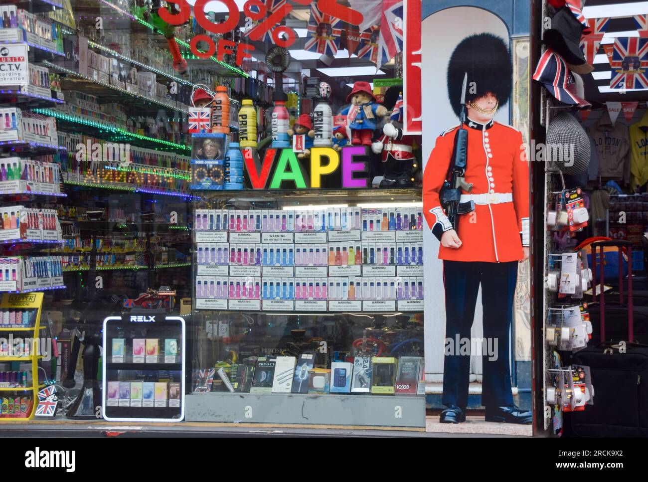 London, UK. 15th July 2023.A vape shop in central London as councils in England and Wales call for a total ban on disposable vapes. They point out the environmental impacts, with millions thrown away each month, as well as their appeal to young people. Credit: Vuk Valcic/Alamy Live News Stock Photo