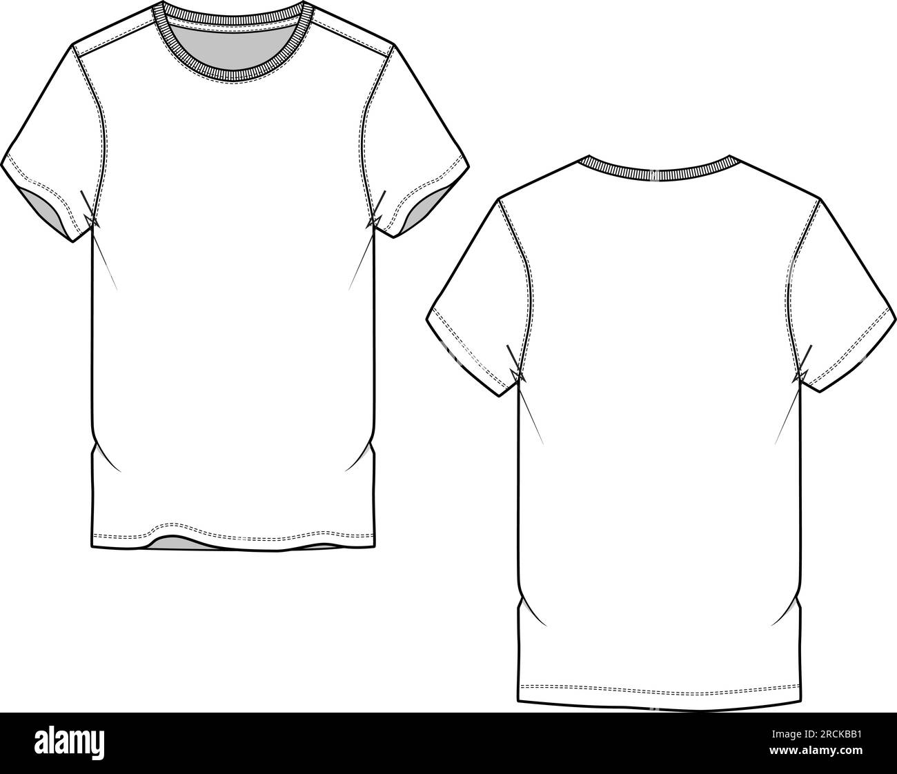 basic crew neck t-shirt template flat sketches design vector Stock ...