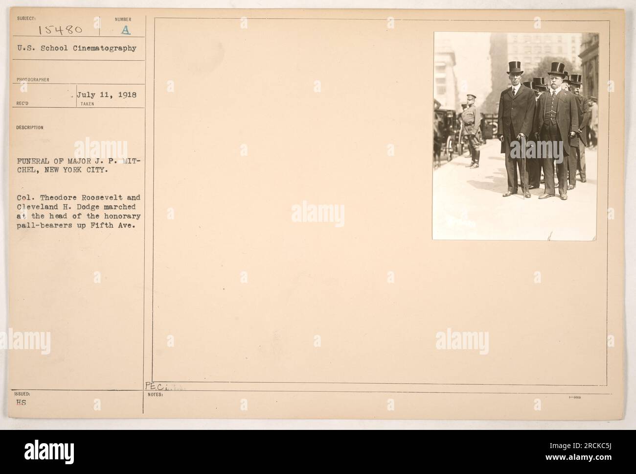 Funeral of Major J. P. Mitchell in New York City on July 11, 1918
