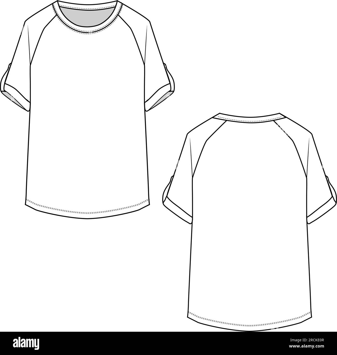 Two tone Color Raglan Long Sleeve T shirt Vector illustration