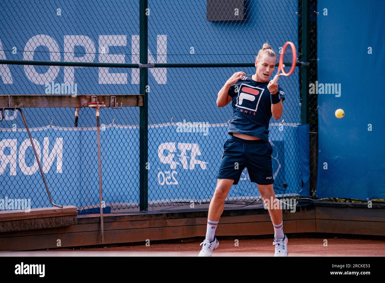 Båstad, Sweden. 07 15 2023. Rafael Matos Nordea Open 2023 first training day. Daniel Bengtsson / Alamy News Stock Photo