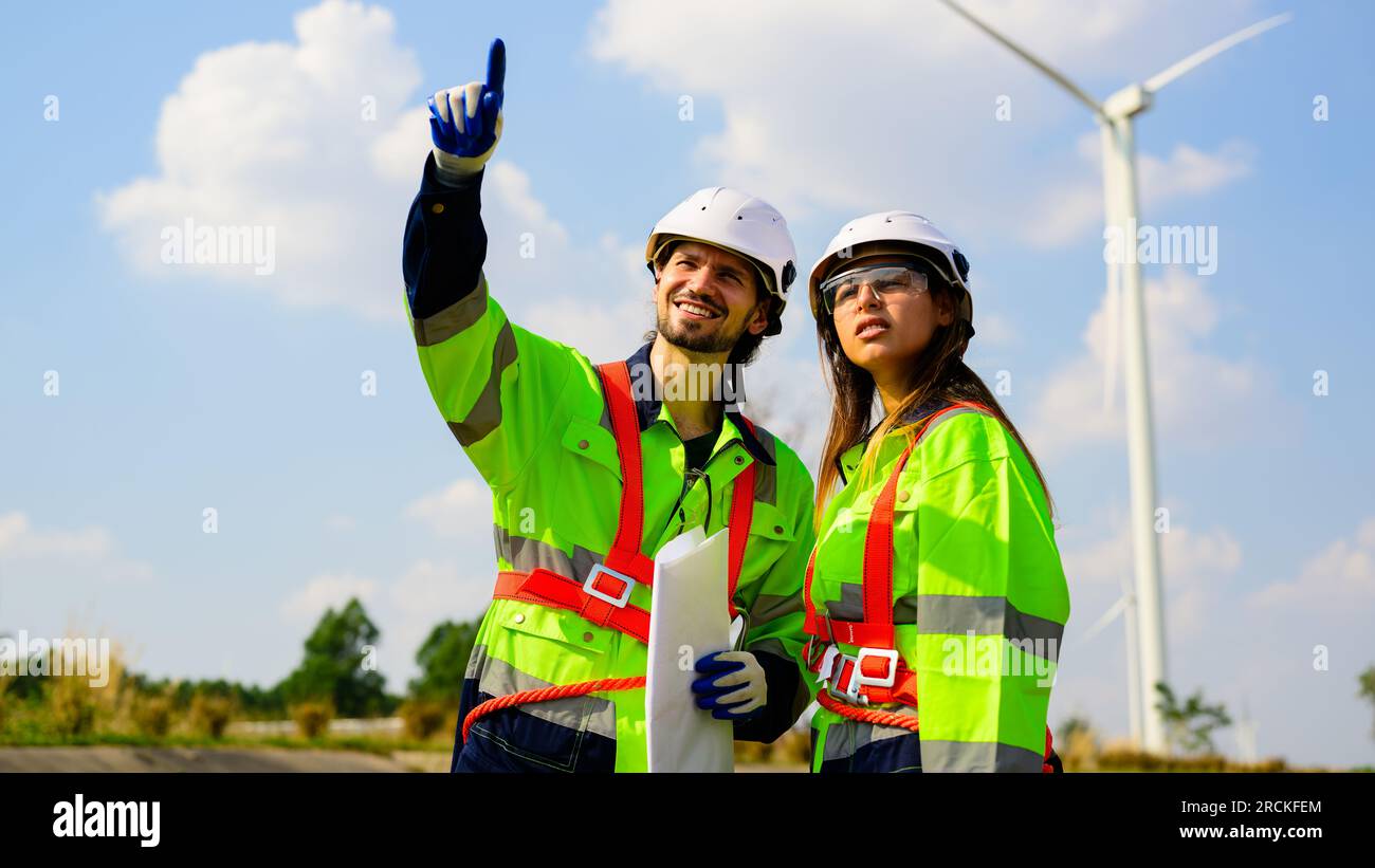 Engineer working with confident. Worker outdoor working. Mega project construction. Stock Photo