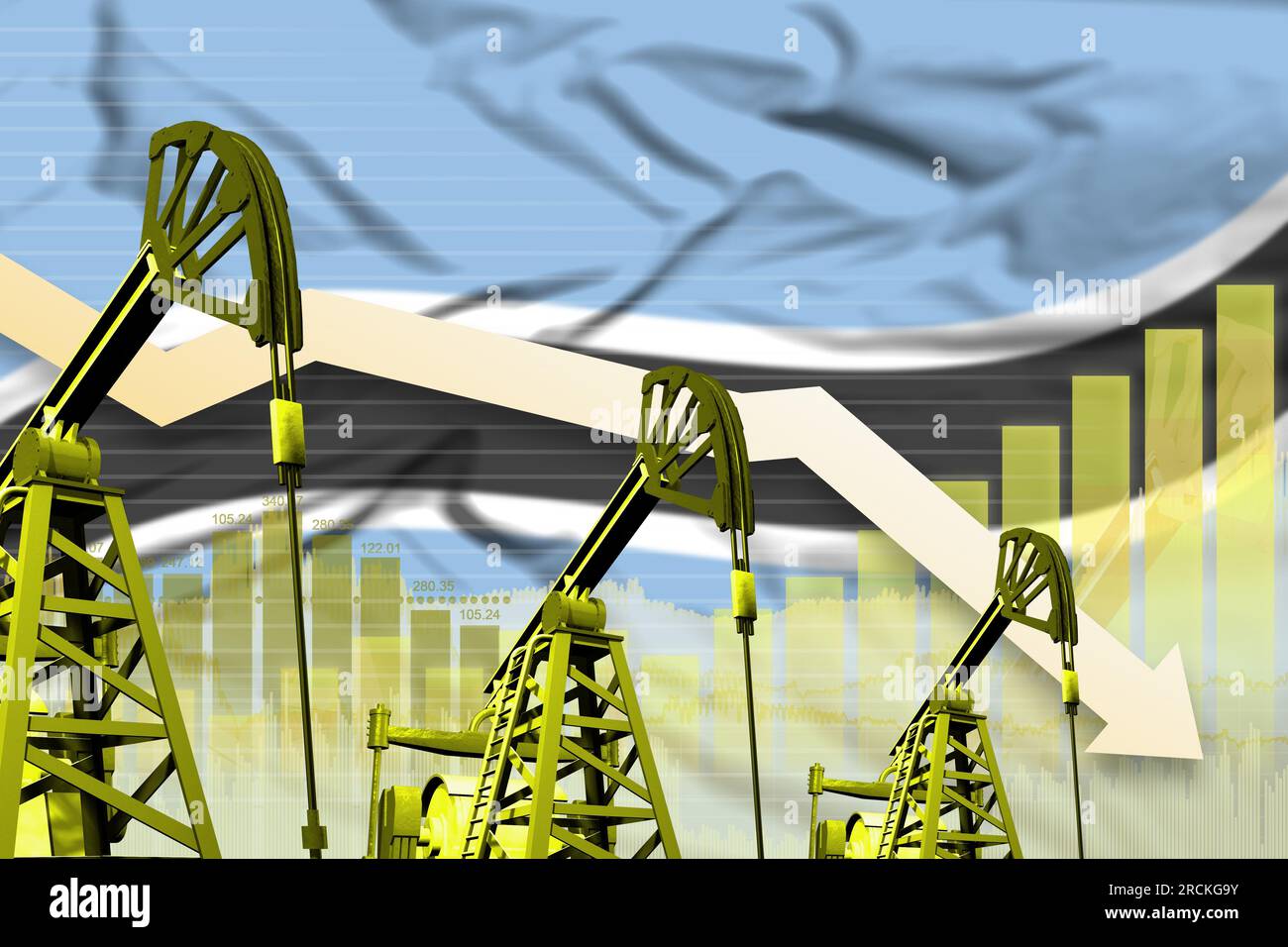 Botswana oil industry concept, industrial illustration lowering down