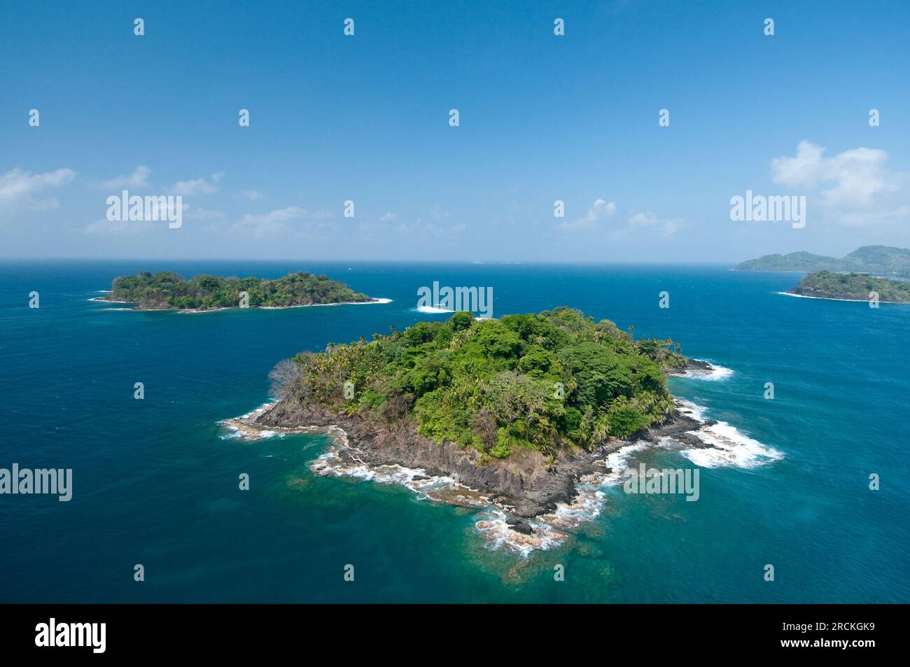 Aerial view  of tropical island, Chiriqui gulf, Panama, Central America -stock photo Stock Photo