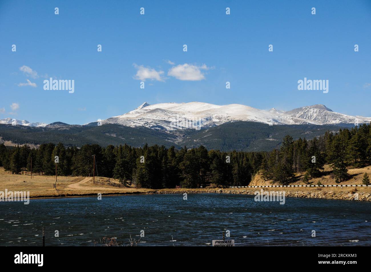 Snow-capped Rocky Mountains at Golden Gate Canyon State Park in Colorado, USA Stock Photo