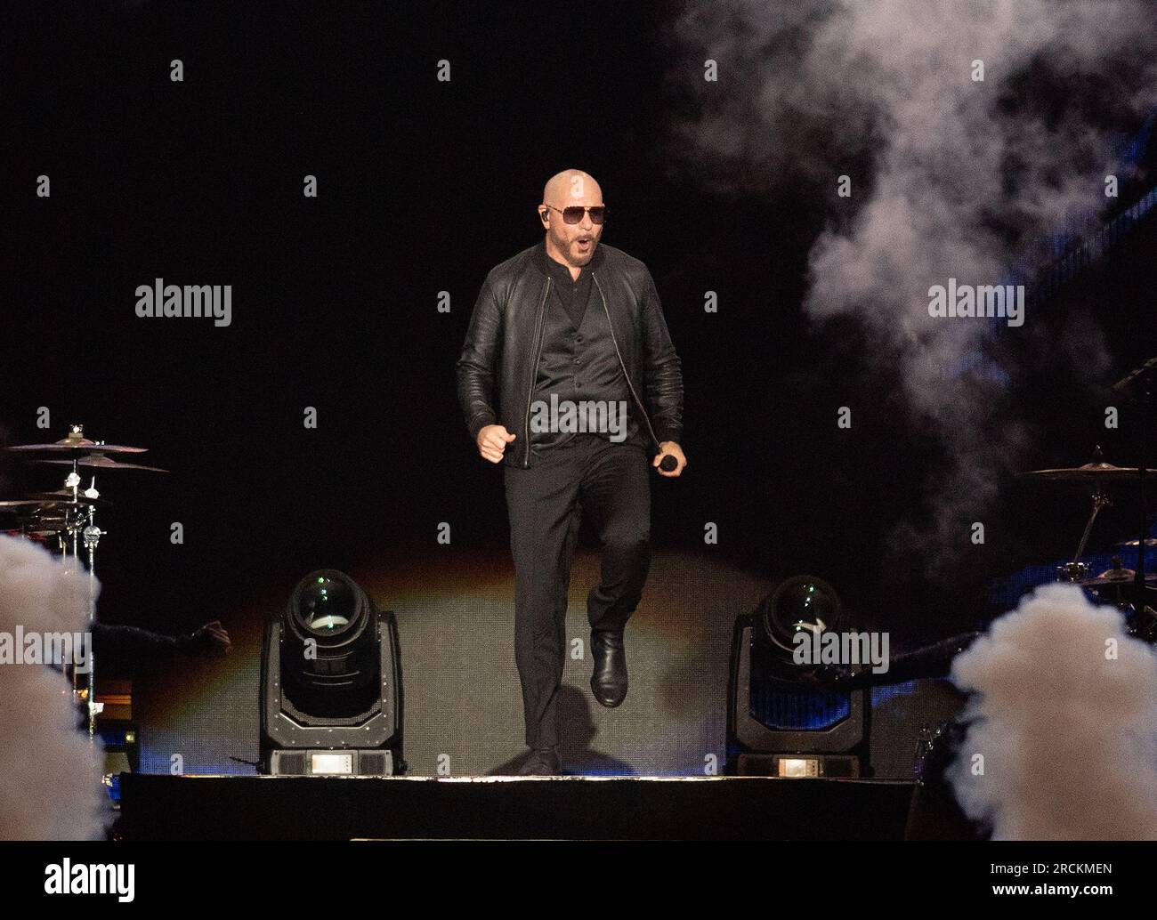 Quebec City, Canada. 14th July, 2023. Pitbull performs on day 9 of Festival d'été de Québec on July 14, 2023 in Quebec City, Quebec. Photo: Casey Flanigan/imageSPACE/Sipa USA Credit: Sipa USA/Alamy Live News Stock Photo