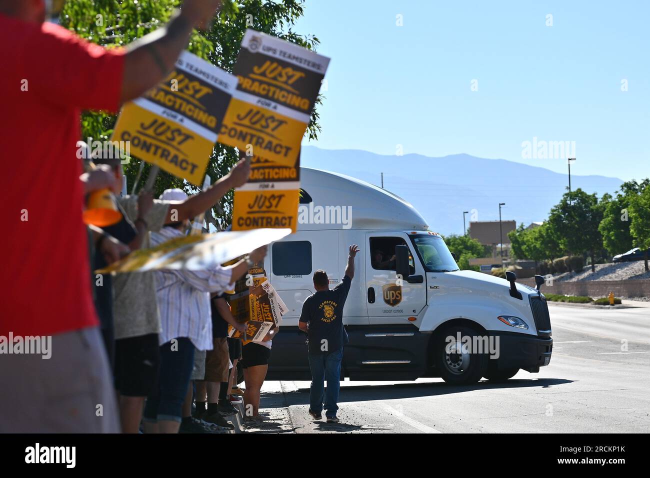 Albuquerque, United States. 15th July, 2023. A UPS semi truck leaves