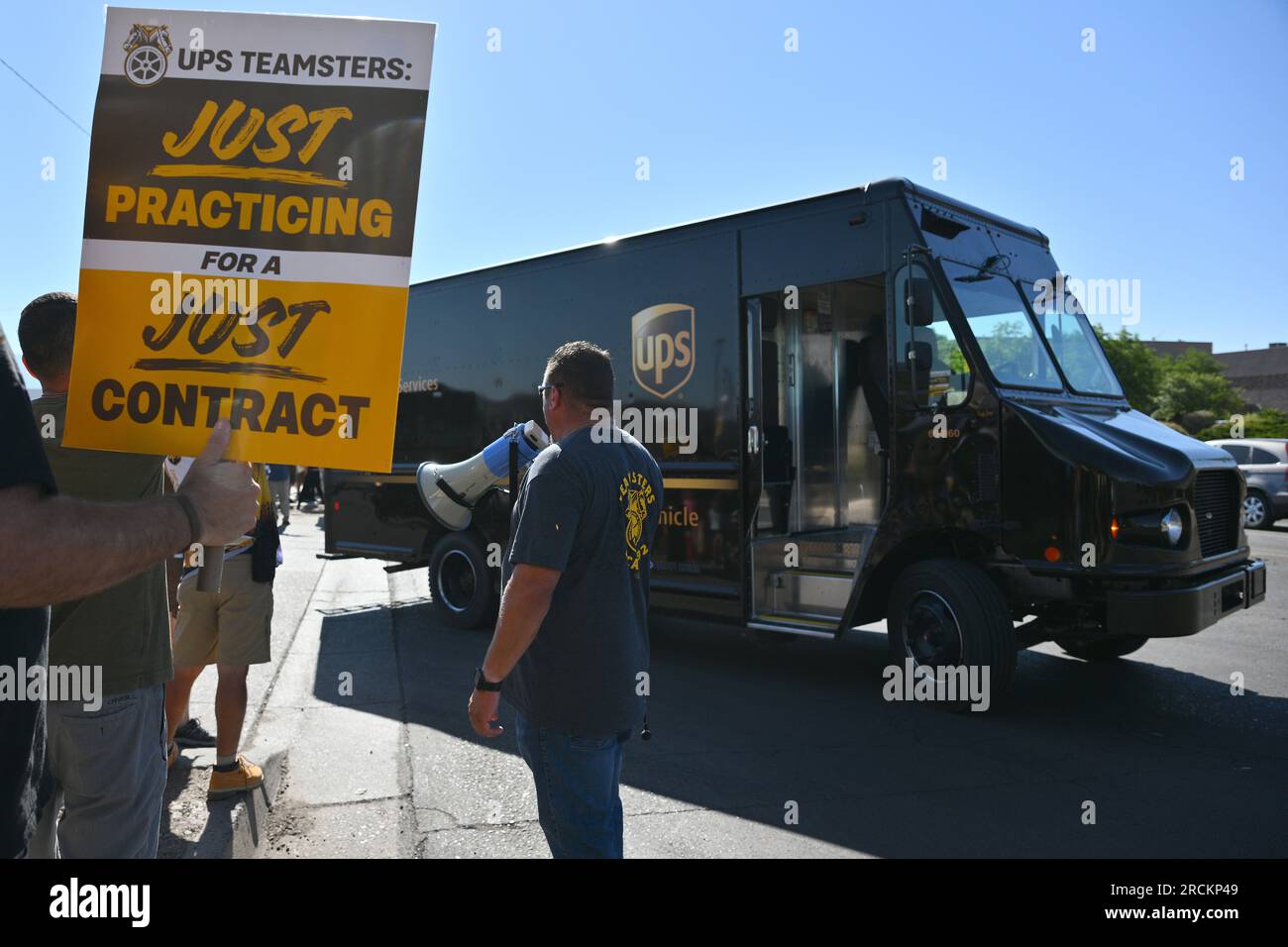 Albuquerque, United States. 15th July, 2023. A UPS delivery truck