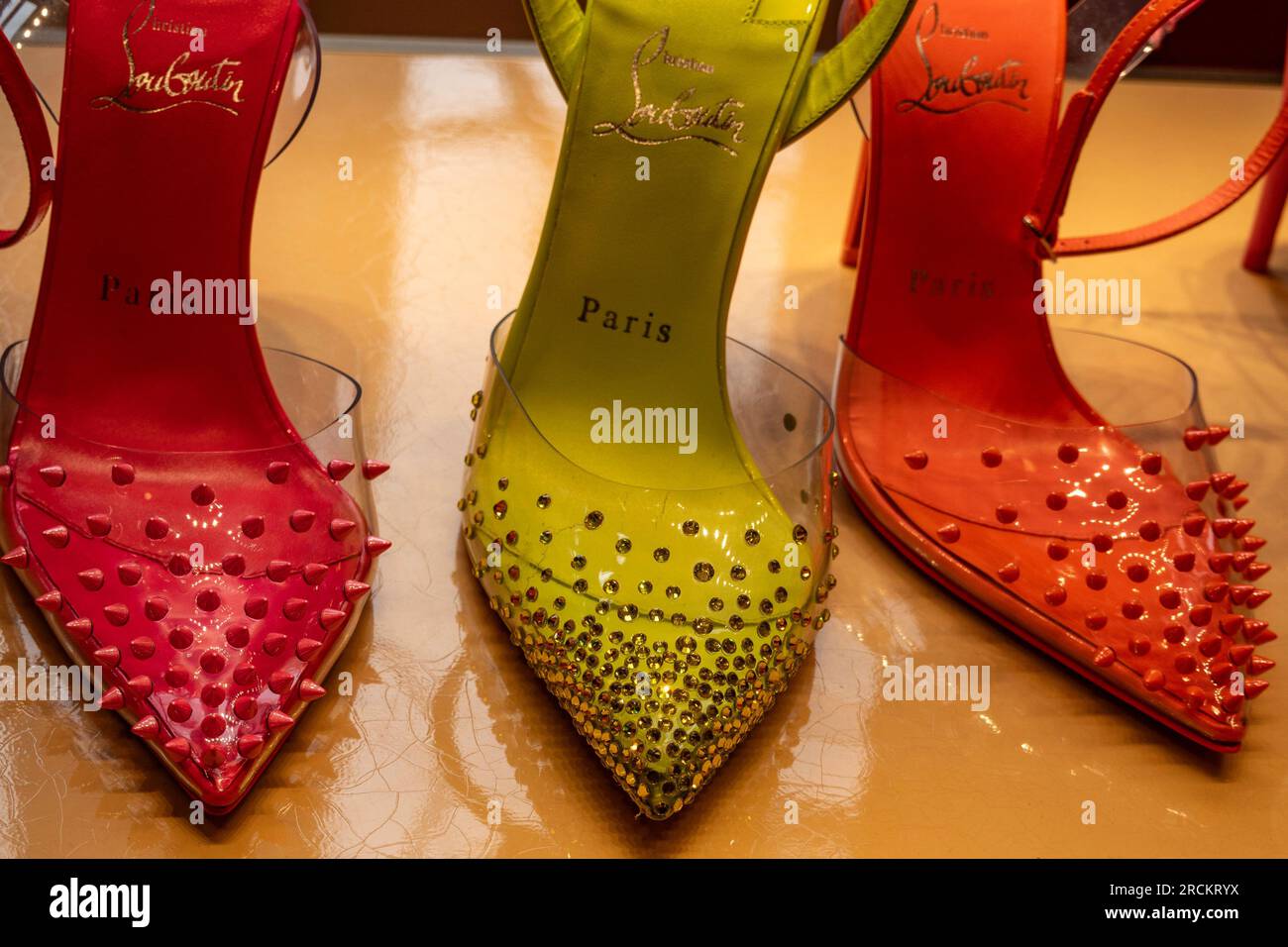 Christian Louboutin Designer Shoes at the Saks Fifth Avenue Flagship Store in New York City, USA  2023 Stock Photo