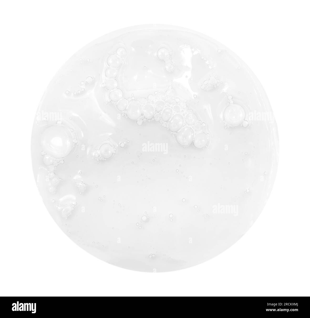Soap foam round shape on a white background. Shampoo or detergent drop isolate Stock Photo
