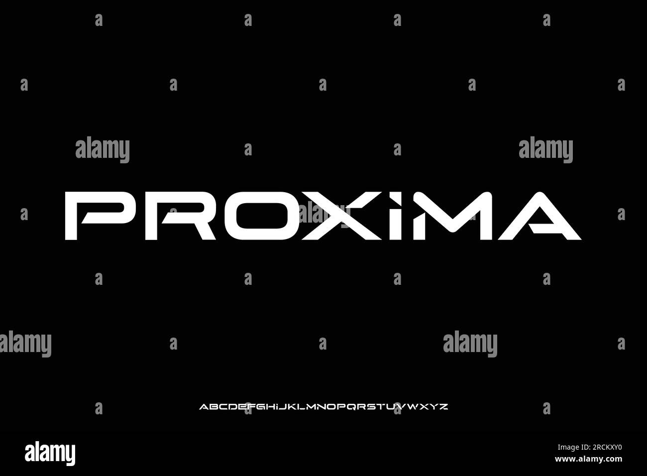 Futuristic alphabet display font vector illustration. Creative modern wide typography style Stock Vector
