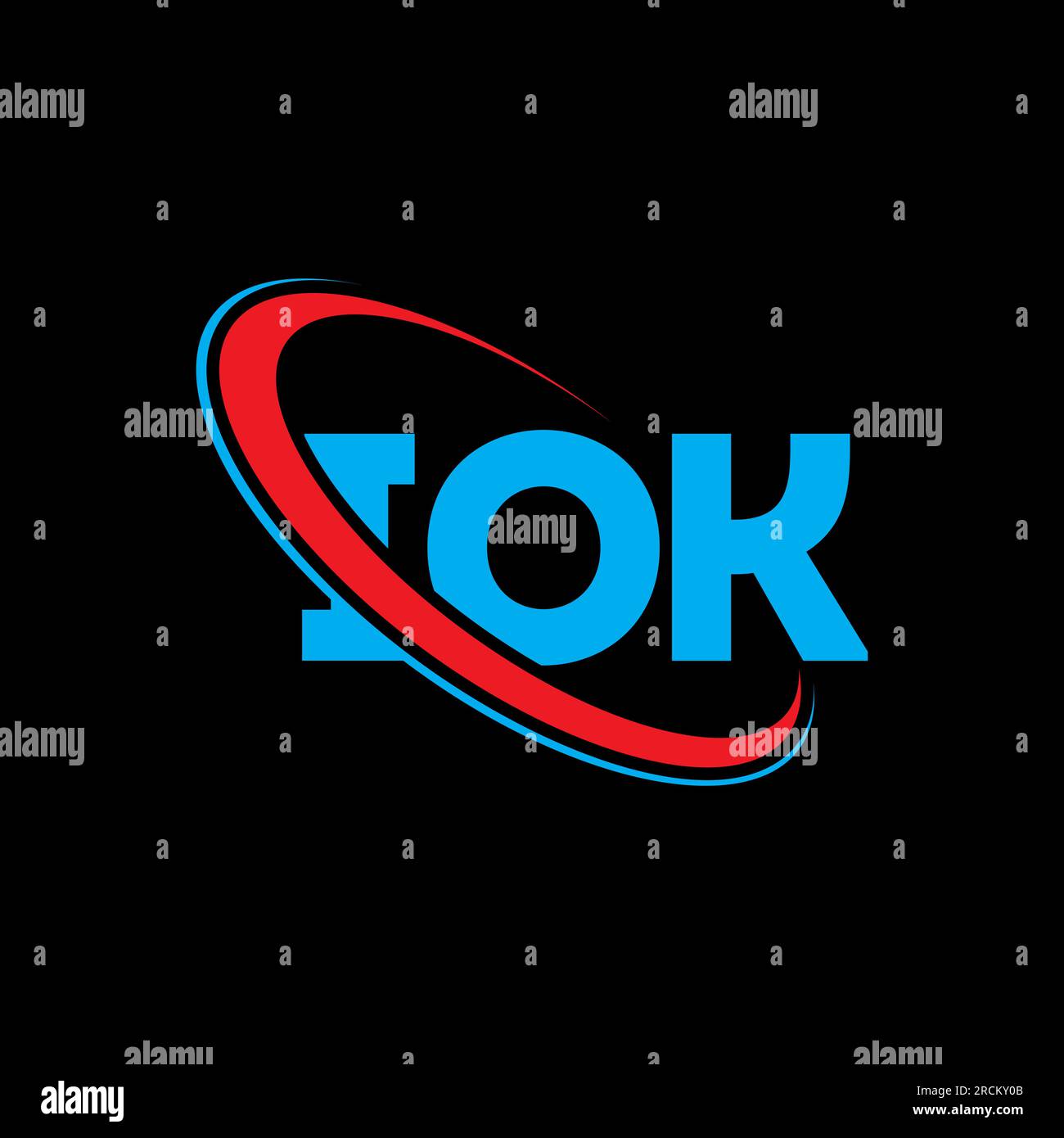 IOK logo. IOK letter. IOK letter logo design. Initials IOK logo linked with circle and uppercase monogram logo. IOK typography for technology, busines Stock Vector