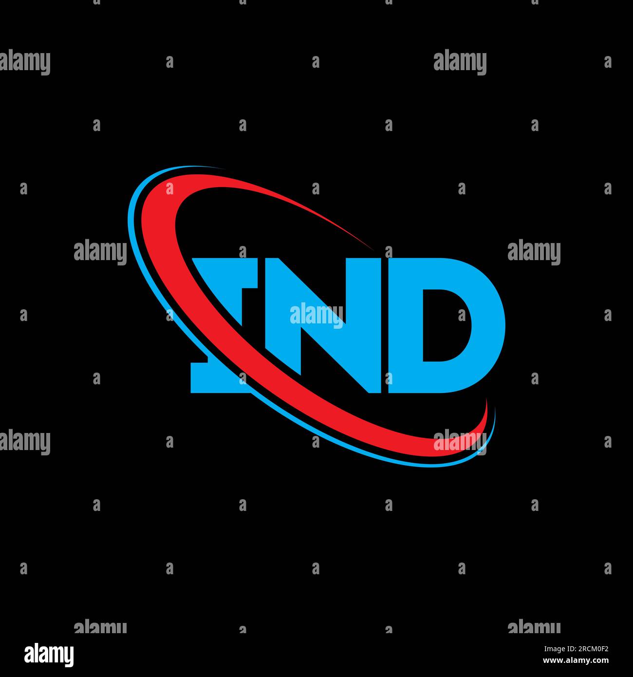 IND logo. IND letter. IND letter logo design. Initials IND logo linked with circle and uppercase monogram logo. IND typography for technology, busines Stock Vector