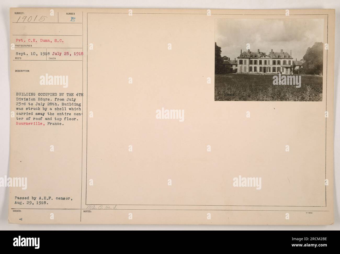 The photograph shows a building, identified as the 4th Division ...