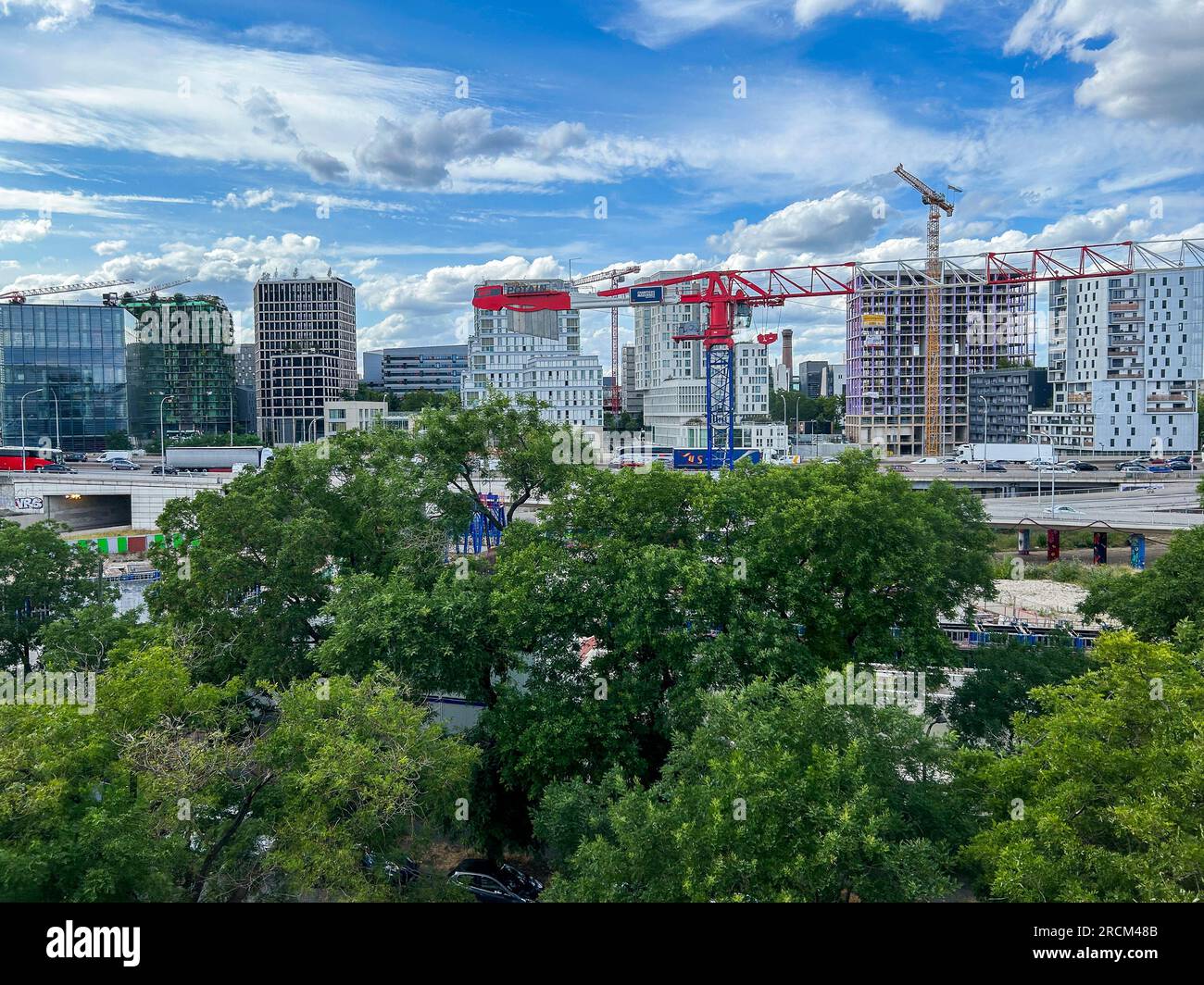 Paris, France, Cityscape, New Build Flats, Neighborhood, Modern Architecture, Towers, 75013,  apartment France Stock Photo