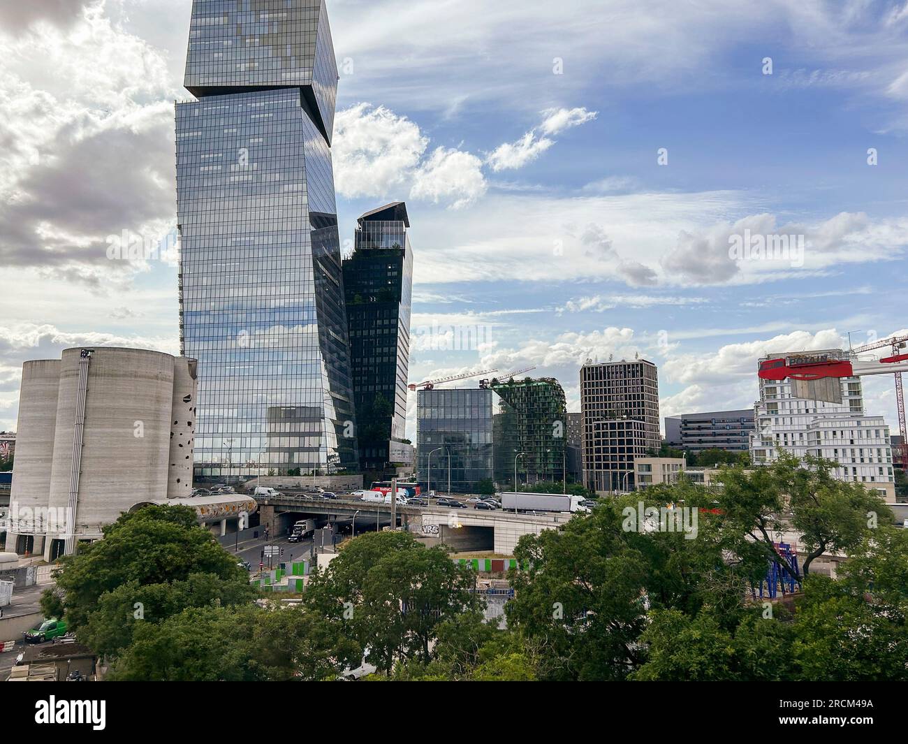Paris, France, Cityscape, New Neighborhood, Modern Architecture, Towers, 75013, green tower paris eco district paris panoramic,  climate change Stock Photo