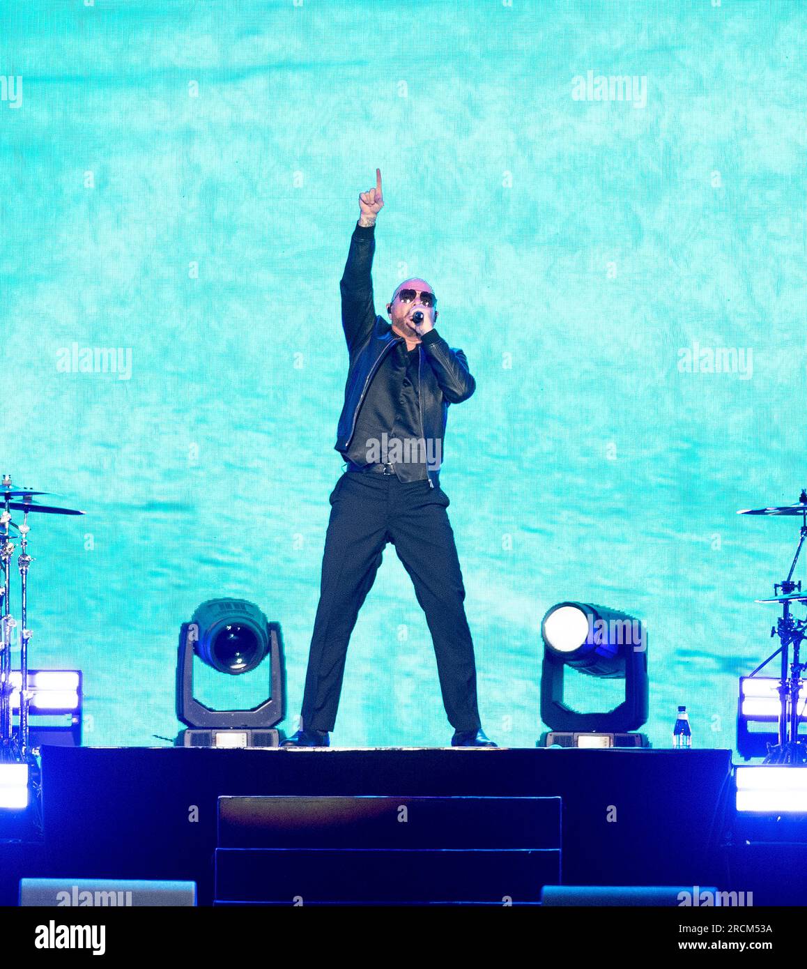 Quebec City, Canada. 14th July, 2023. Pitbull performs on day 9 of Festival d'été de Québec on July 14, 2023 in Quebec City, Quebec. Photo: Casey Flanigan/imageSPACE Credit: Imagespace/Alamy Live News Stock Photo