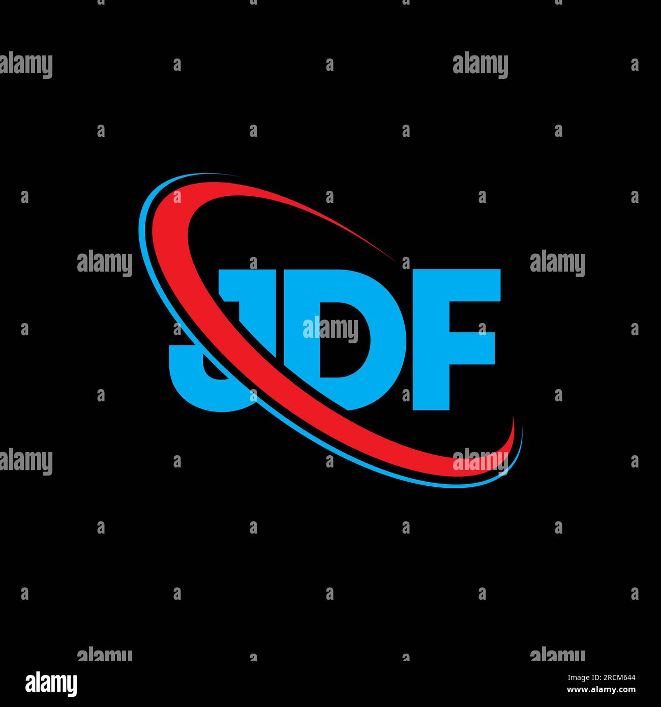 JDF logo. JDF letter. JDF letter logo design. Initials JDF logo linked with circle and uppercase monogram logo. JDF typography for technology, busines Stock Vector