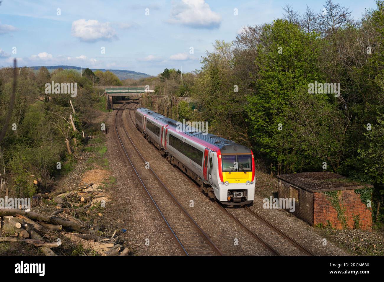 Transport For Wales class 175 Alstom  DMU train 175116 passing Pencoed on the south Wales mainline, Wales, UK Stock Photo