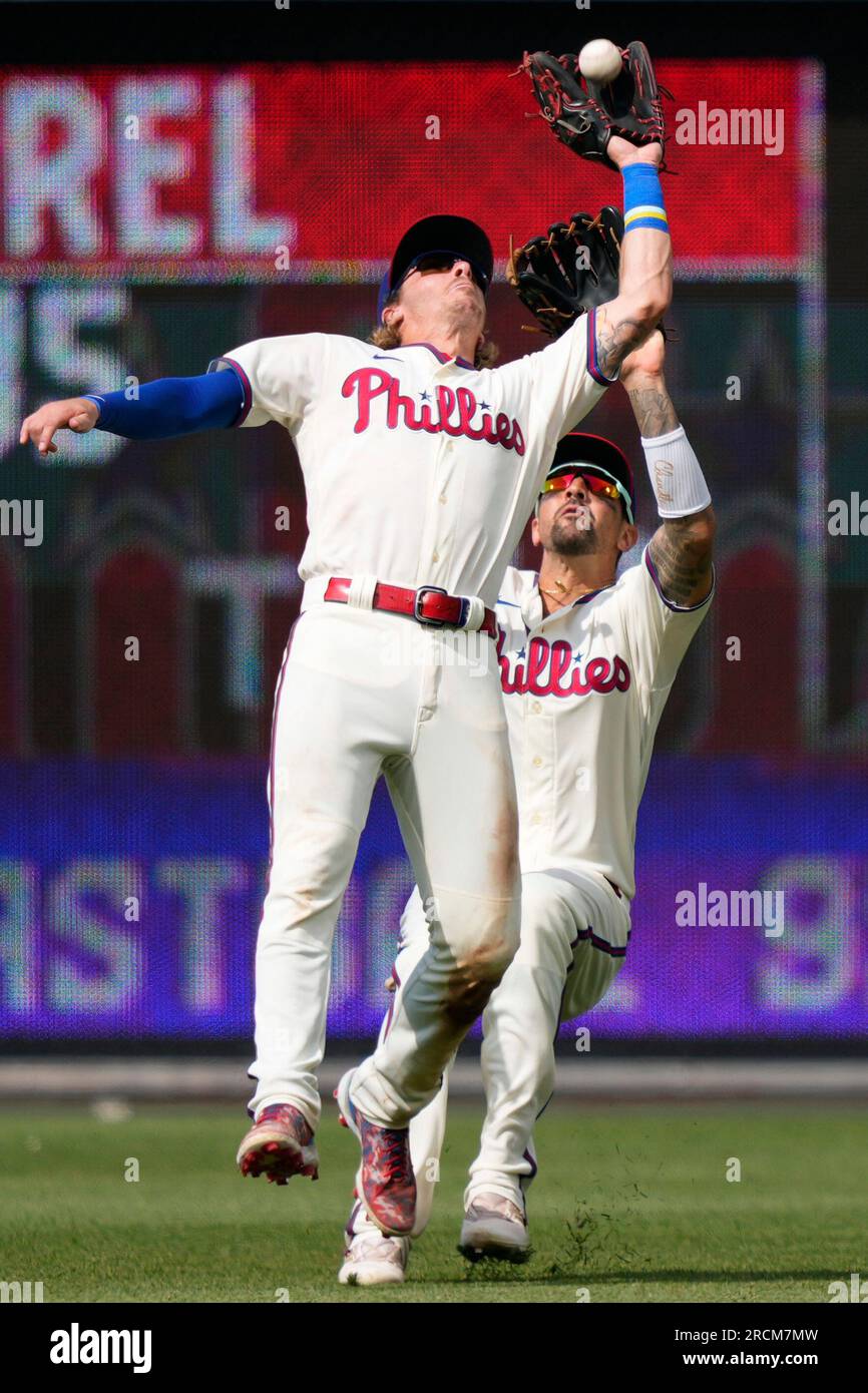Philadelphia Phillies second baseman Bryson Stott, left, and right