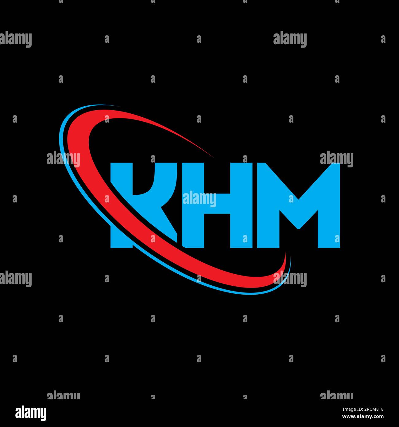 KHM logo. KHM letter. KHM letter logo design. Initials KHM logo linked with circle and uppercase monogram logo. KHM typography for technology, busines Stock Vector