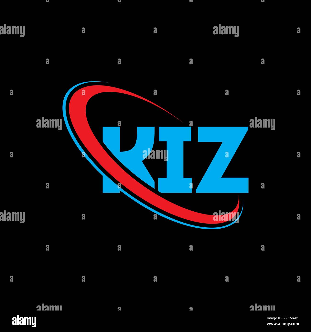 KIZ logo. KIZ letter. KIZ letter logo design. Initials KIZ logo linked with circle and uppercase monogram logo. KIZ typography for technology, busines Stock Vector