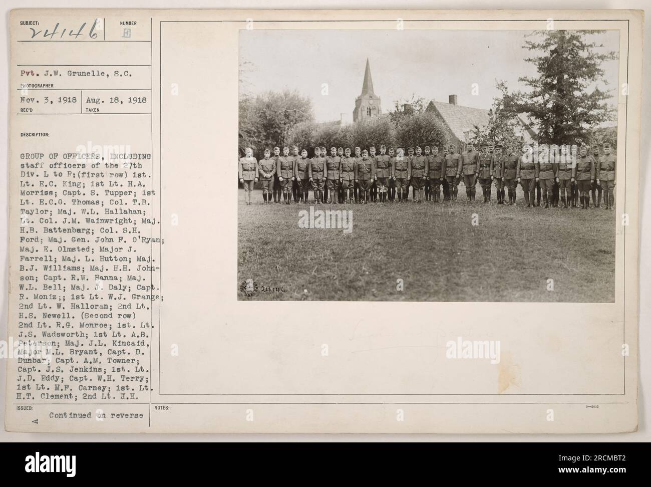 Group Of Officers Including Staff Officers Of The 27th Division During 