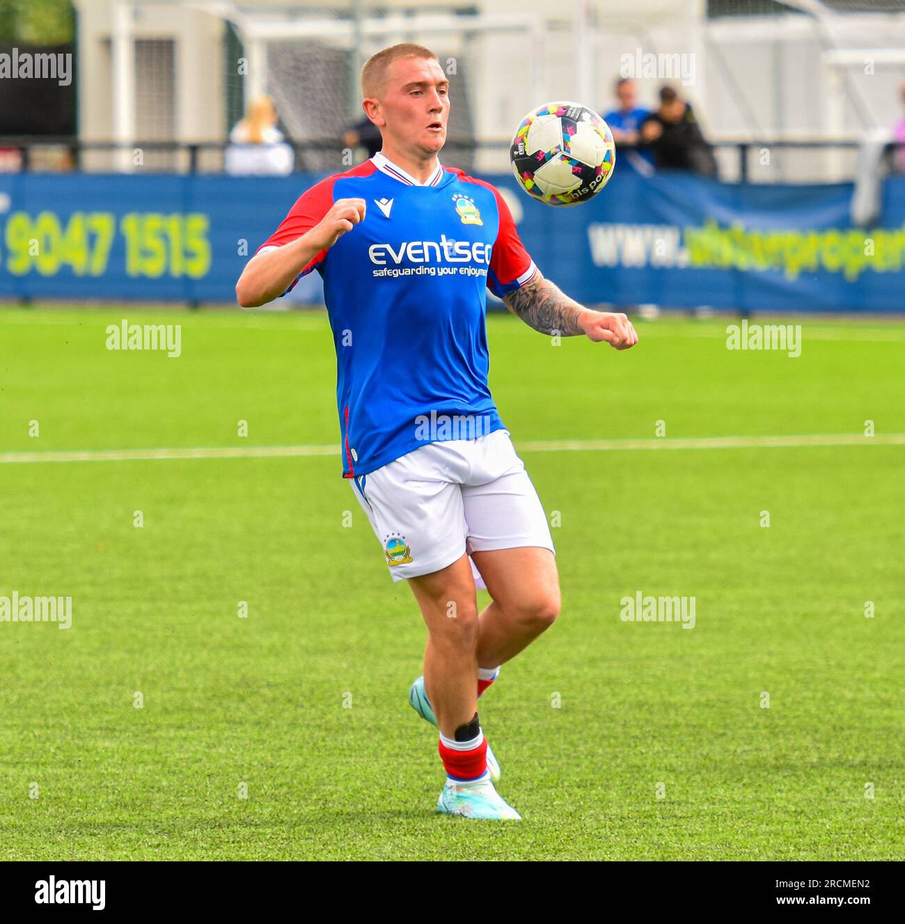 John Robertson - H&W Welders Vs Linfield, Saturday 15th July 2023, Blanchflower Stadium, Belfast. Stock Photo