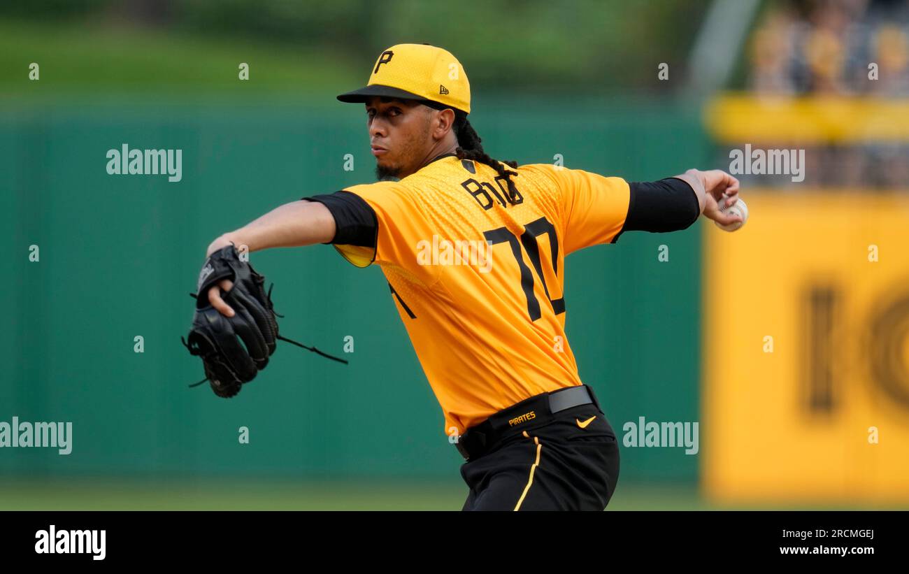 Pittsburgh Pirates starting pitcher Osvaldo Bido delivers during the first  inning of a baseball game against the Milwaukee Brewers in Pittsburgh,  Friday, June 30, 2023. (AP Photo/Gene J. Puskar Stock Photo - Alamy