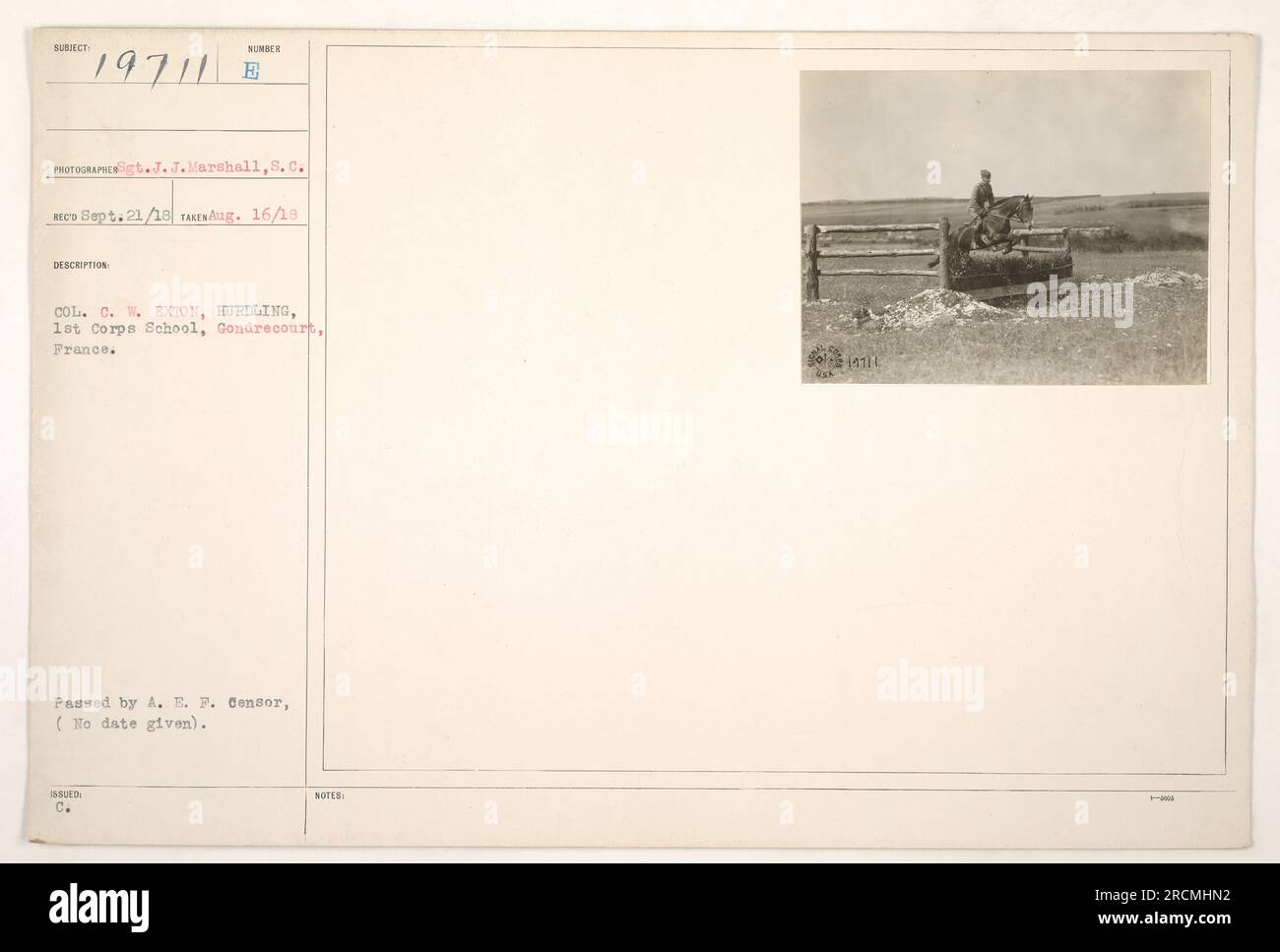 Soldier from the 1st Corps School, Col. C. W. Exton hurdling during