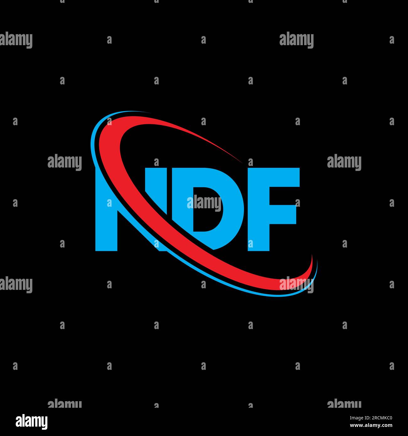 NDF logo. NDF letter. NDF letter logo design. Initials NDF logo linked with circle and uppercase monogram logo. NDF typography for technology, busines Stock Vector