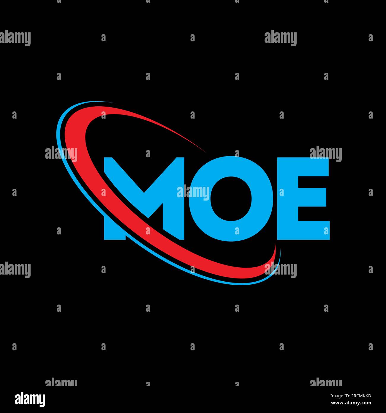 MOE logo. MOE letter. MOE letter logo design. Initials MOE logo linked with circle and uppercase monogram logo. MOE typography for technology, busines Stock Vector
