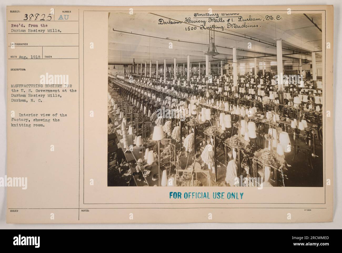 Interior view of Durham Hosiery Mills in Durham, North Carolina, taken