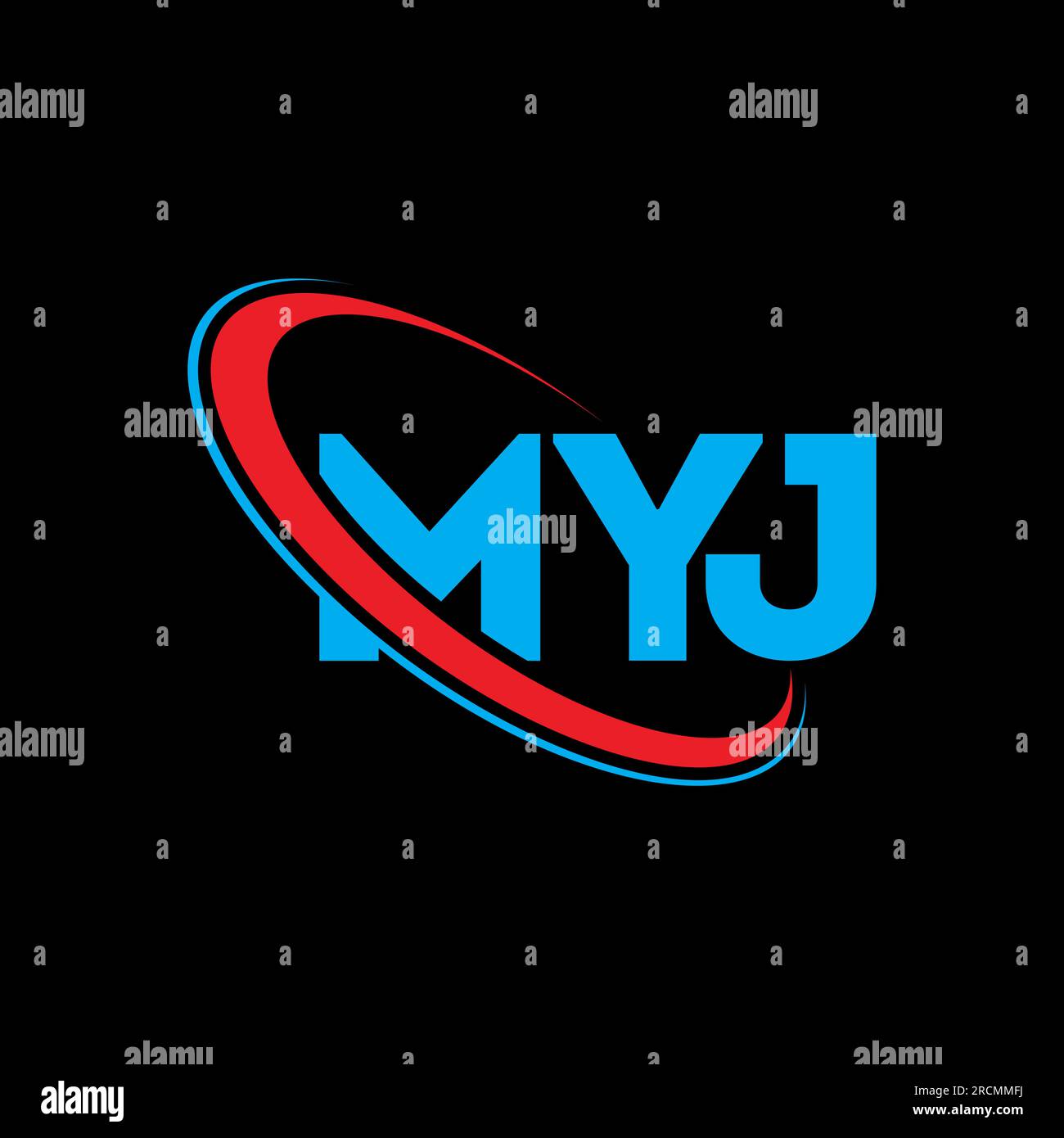 MYJ logo. MYJ letter. MYJ letter logo design. Initials MYJ logo linked with circle and uppercase monogram logo. MYJ typography for technology, busines Stock Vector