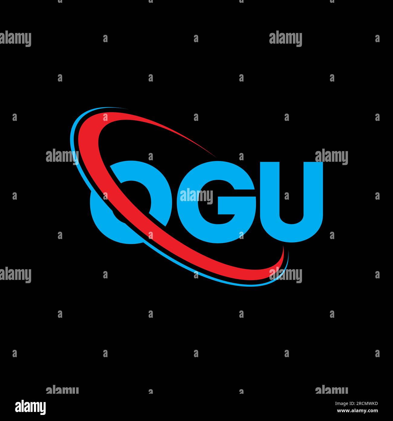 OGU logo. OGU letter. OGU letter logo design. Initials OGU logo linked with circle and uppercase monogram logo. OGU typography for technology, busines Stock Vector
