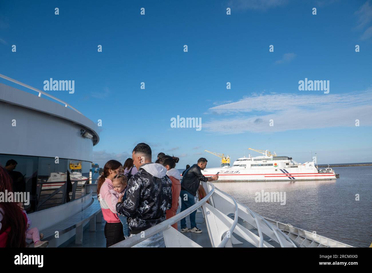 Colonia del Sacramento, Uruguay : 2023 May 11 : Passengers on deck of ...