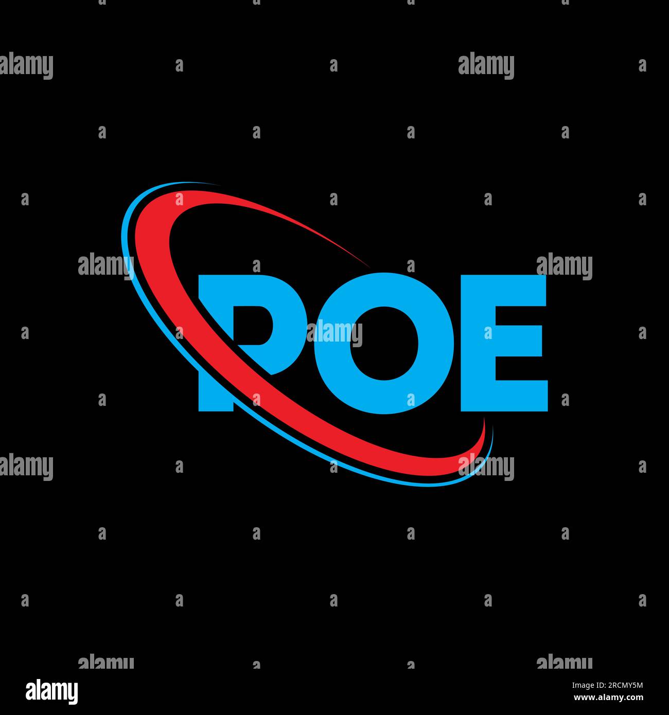 POE logo. POE letter. POE letter logo design. Initials POE logo linked with circle and uppercase monogram logo. POE typography for technology, busines Stock Vector
