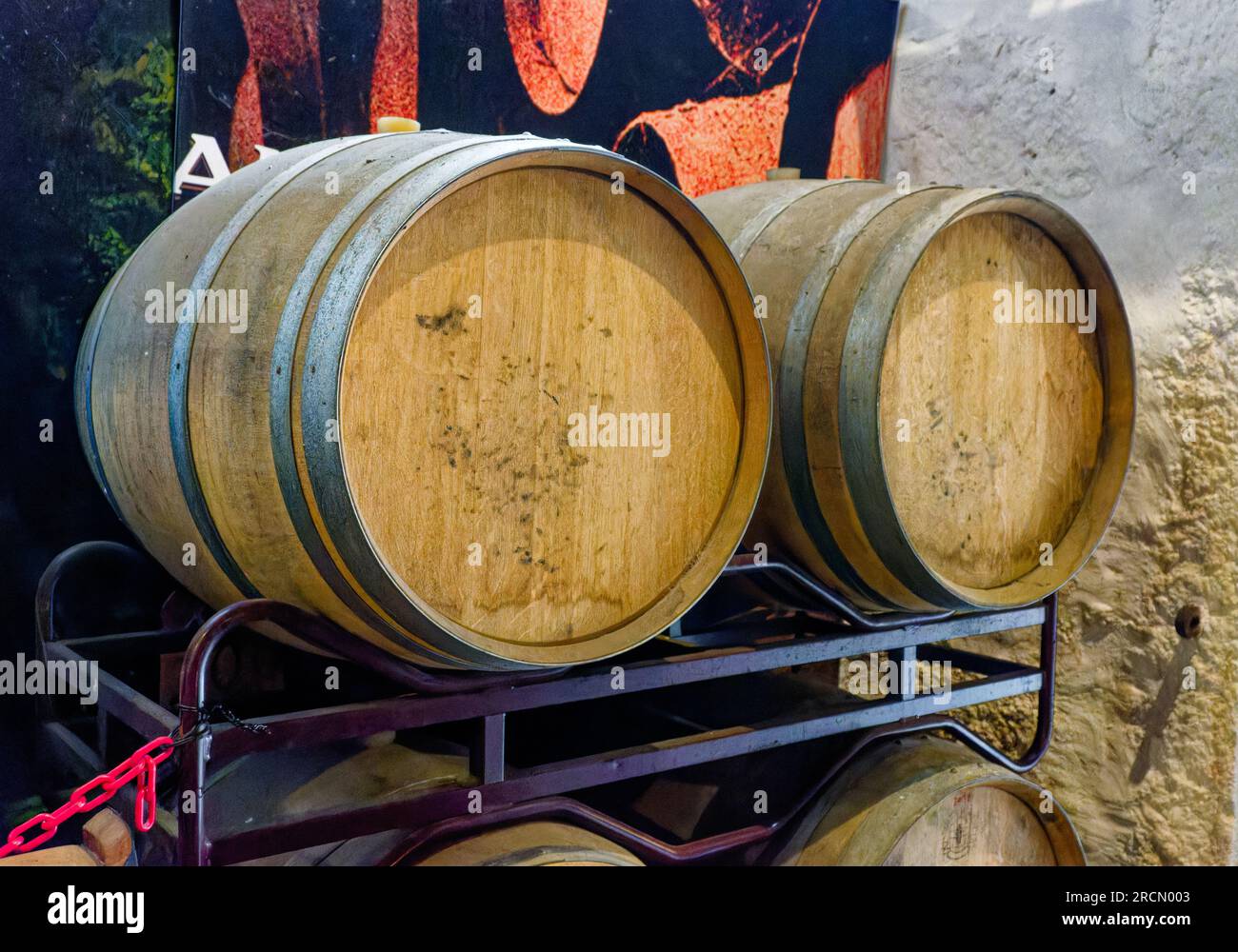 Real Companhia Velha two young barrels in their cellar, Porto, Portugal Stock Photo