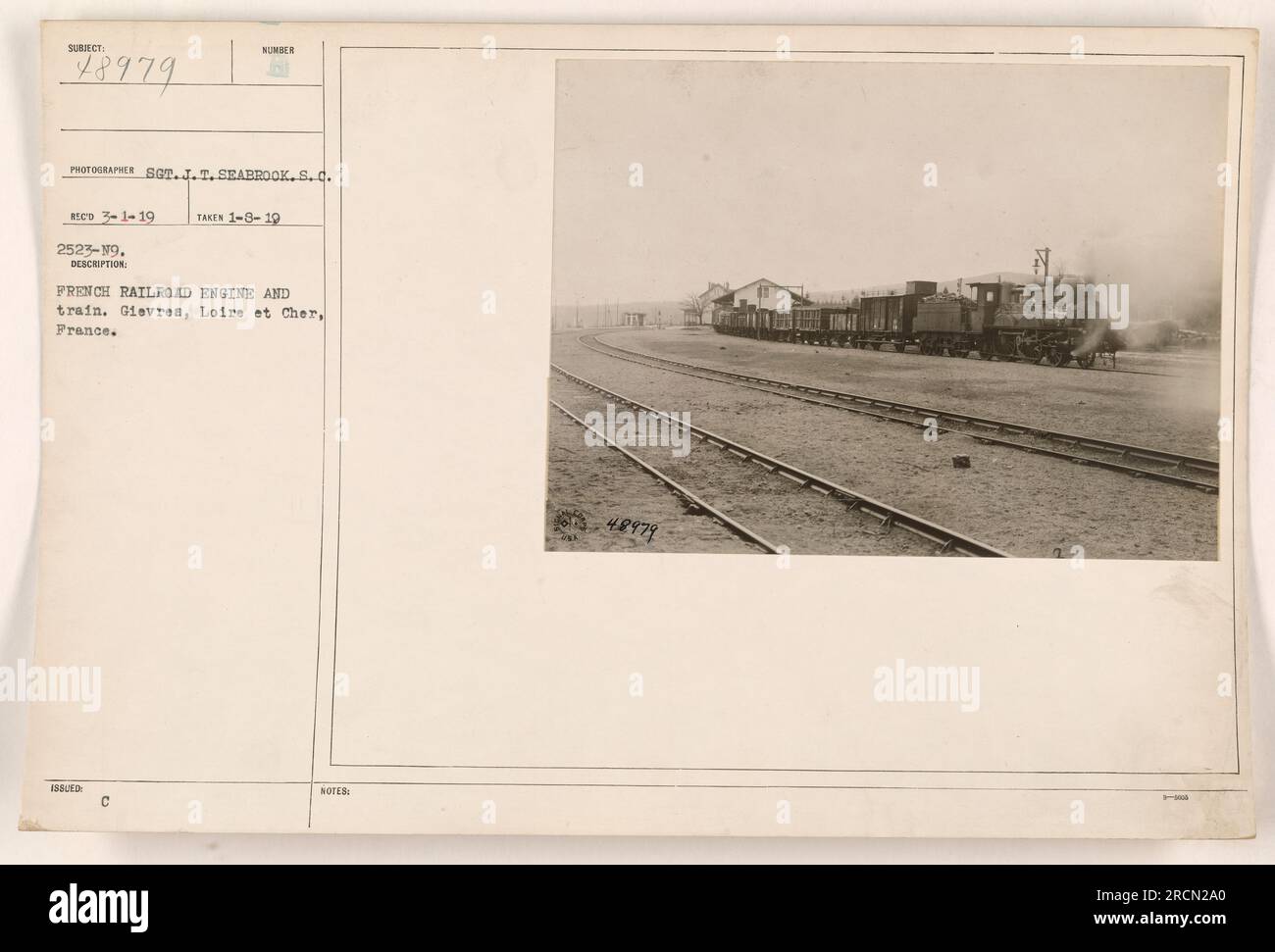 Photograph of a French Railroad Engine and train taken in Gievres ...