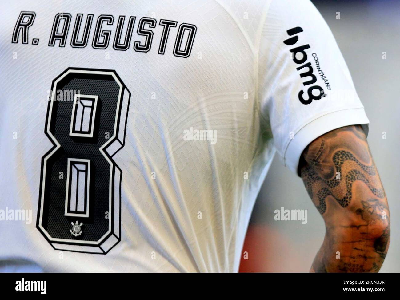 Sao Paulo, Brazil. 15th July, 2023. Renato augusto tattoo during a match between Corinthians and America Mg at Neo Quimica Arena in Sao Paulo, Brazil (Fernando Roberto/SPP) Credit: SPP Sport Press Photo. /Alamy Live News Stock Photo