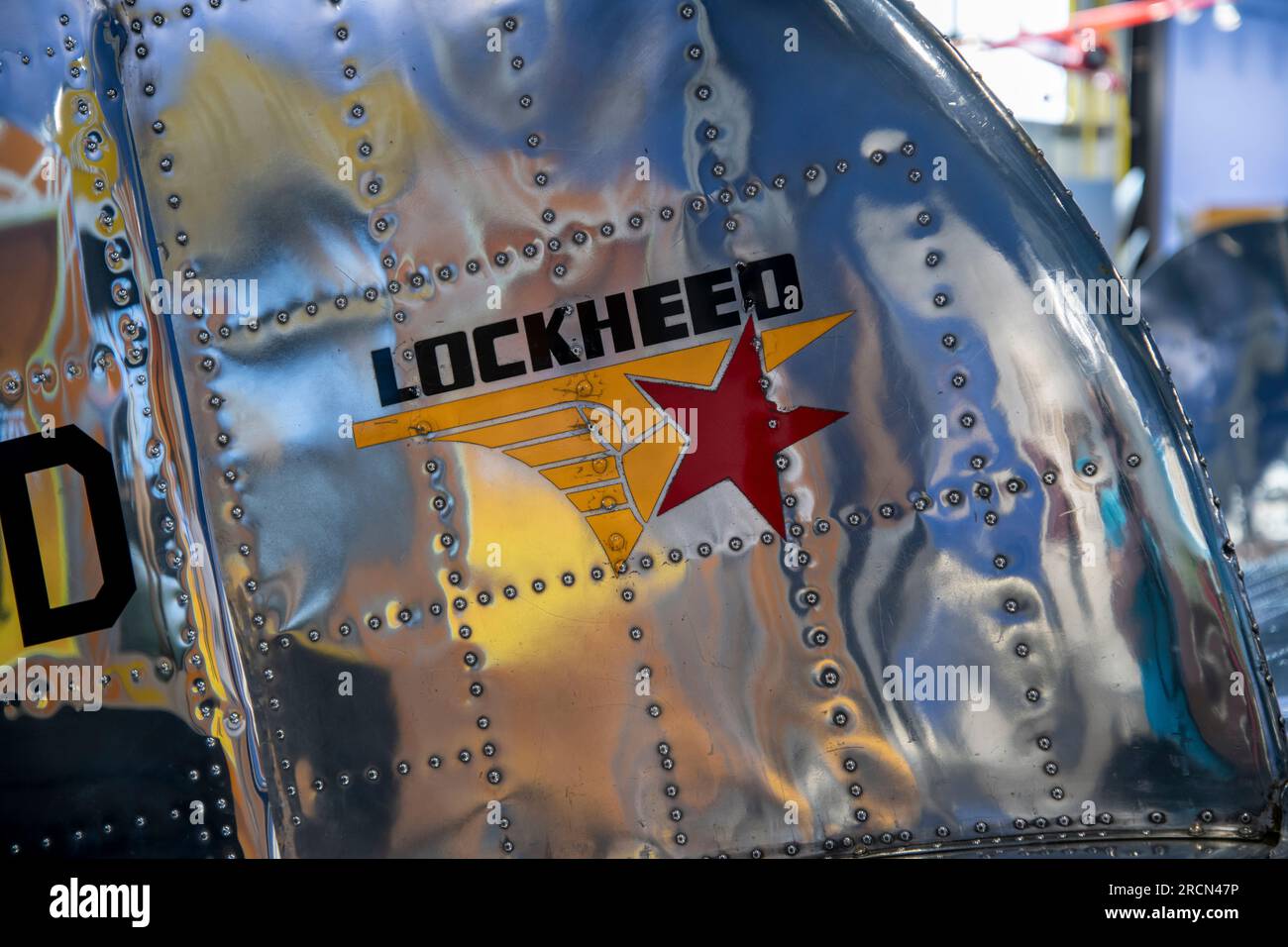 Atchison, Kansas. Amelia Earhart hangar museum Emblem on the Lockheed ...
