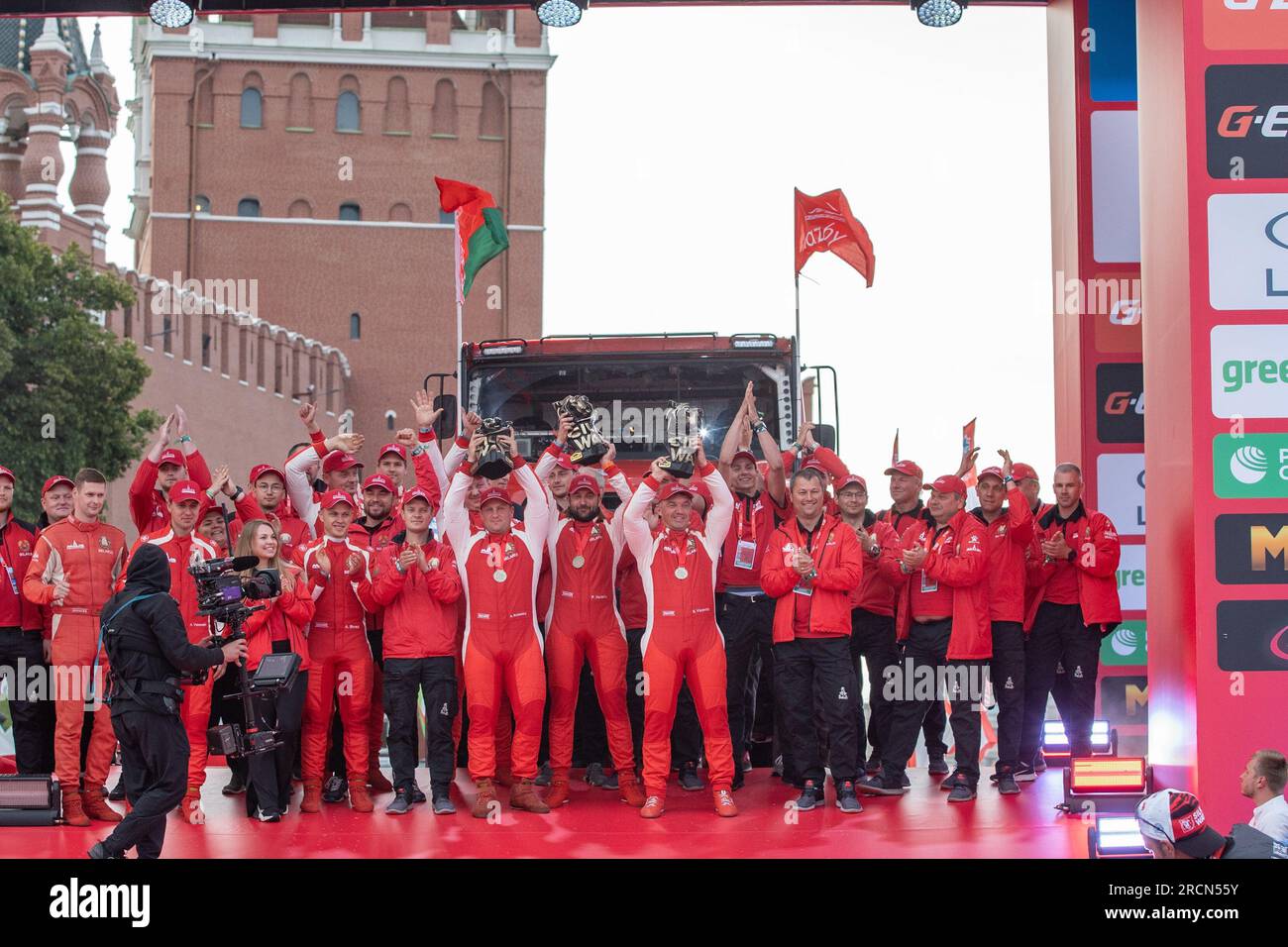 Moscow Russia. 15th July 2023. Winner of truck category MAZ